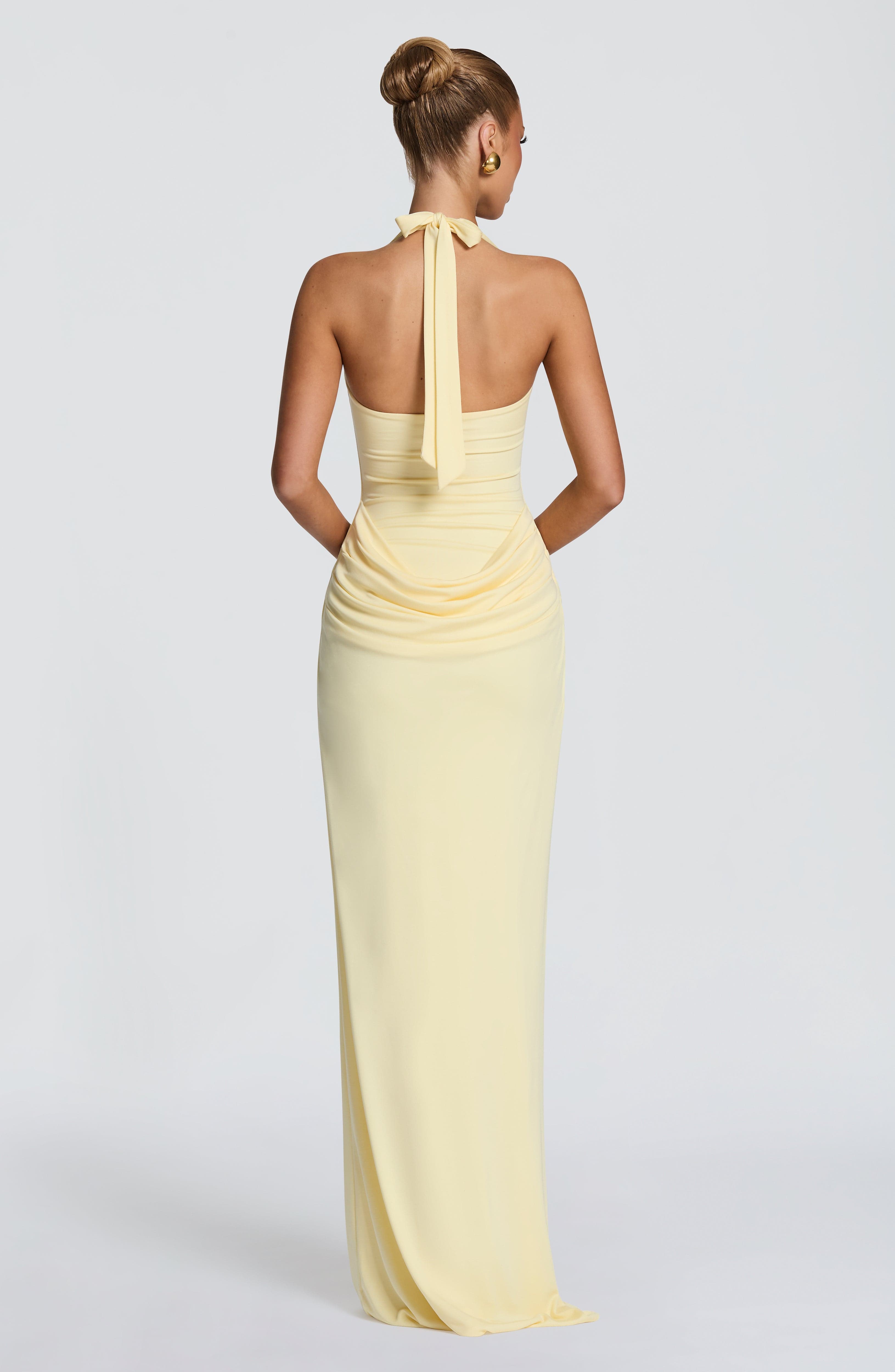 홀터 스퀘어넥 맥시 드레스 허리 드레이핑 루슈 바디콘  - Bodycon Dress Women 리뷰 및 가격