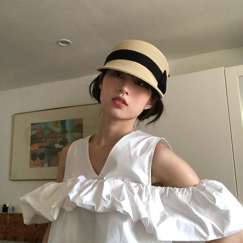 여성용 여름 야외용 얼굴을 작아 보이게 하는 밀짚모자, - Straw Hat Summer 리뷰 및 가격